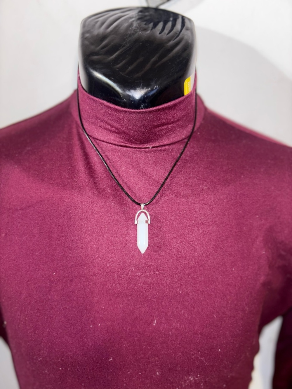 White Crystal Point Pendant Necklace in White
